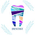 Stylized tooth. Dentist. Dentistry or individual specialist logo